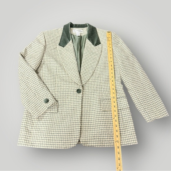 VTG Christian Dior Blazer Houndstooth Wool Mohair Blend Velvet Sz 16 Old Money - Picture 11 of 12